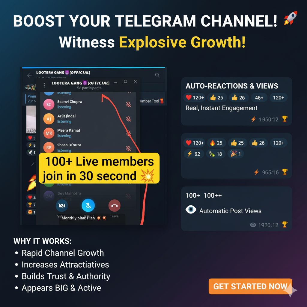 Telegram growth plan: automatic reactions, views and live members